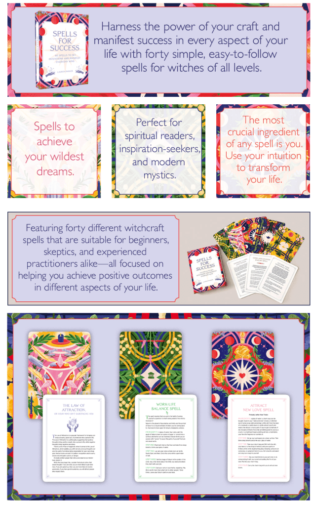 info sheet about Lauren's Spells for Success oracle deck.