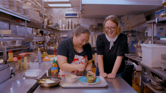 a screenshot of Emily and Kate in her new Cooking Together series
